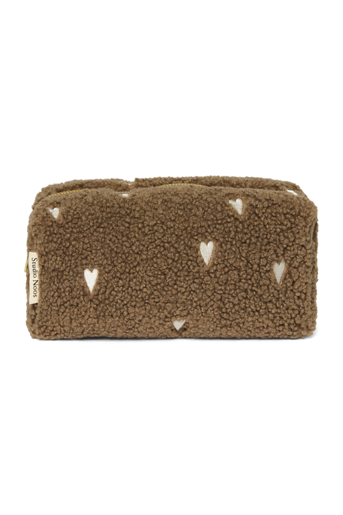 Teddy Pouch | Brown Hearts