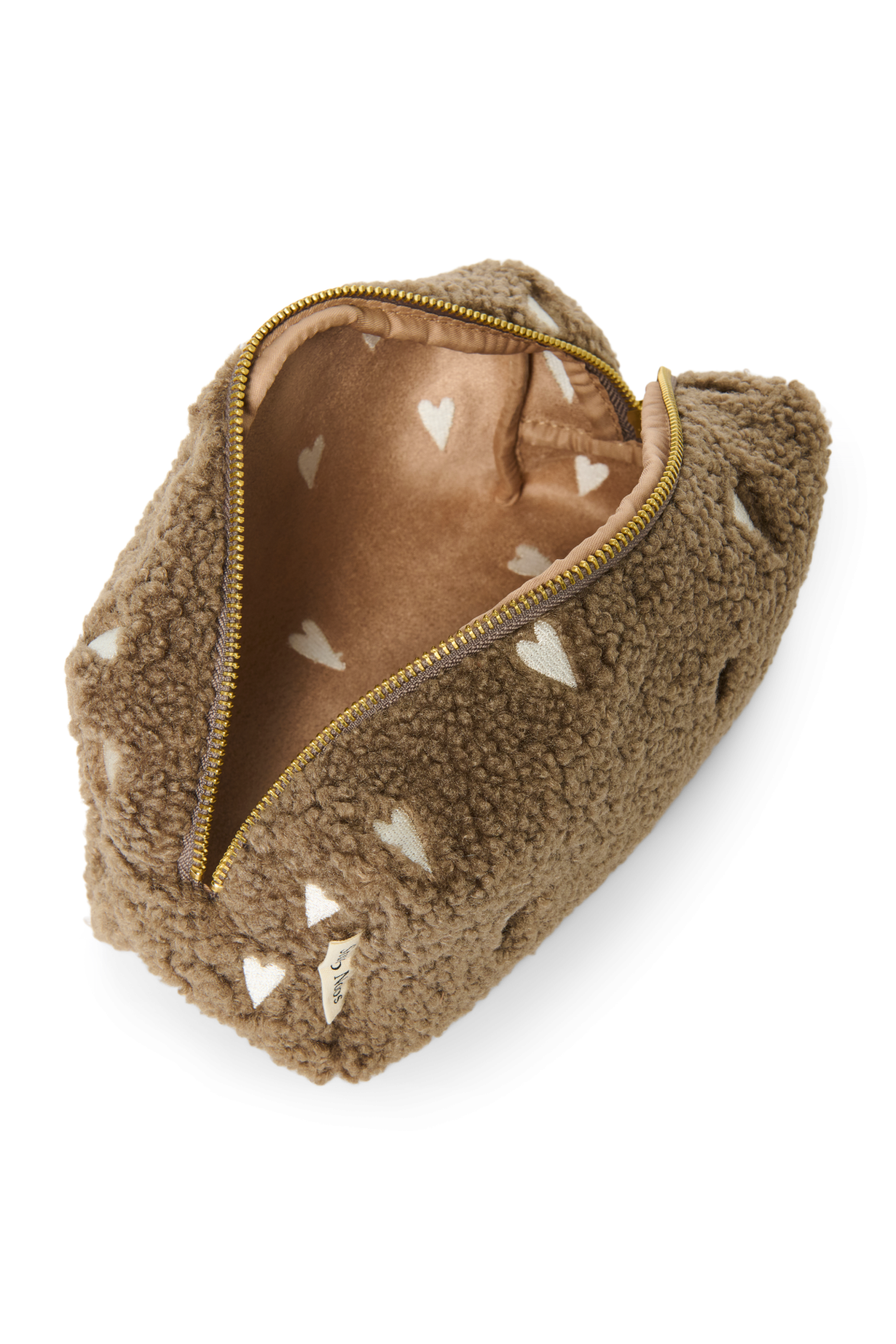 Bruine Teddy Hearts Pouch
