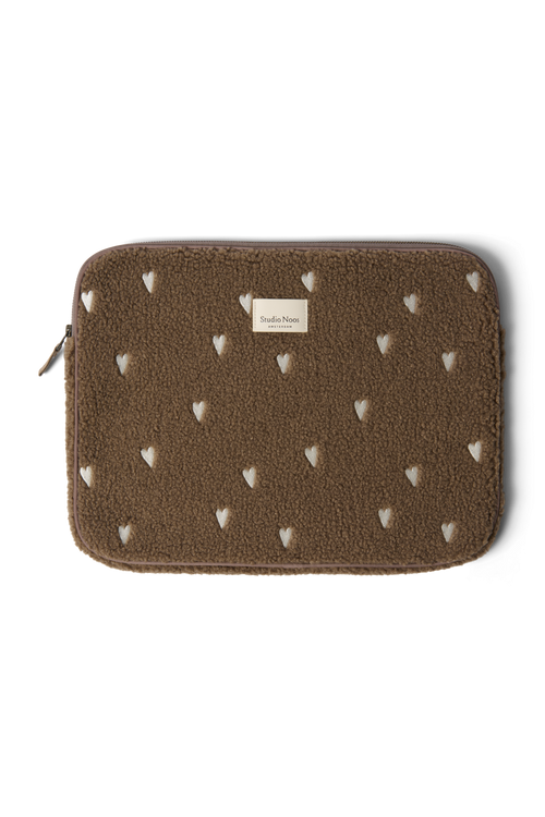 Teddy-Laptophülle 15 Inch | Braune Hearts