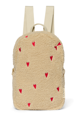 Teddy Mini Backpack | Ecru Hearts
