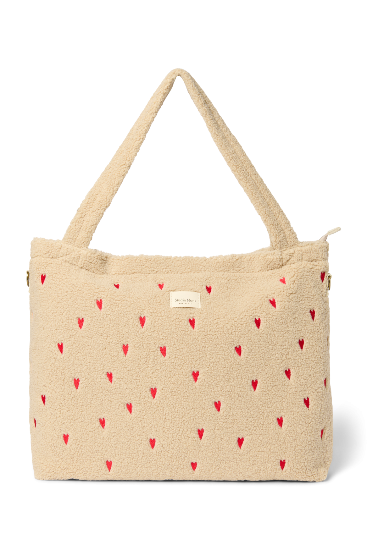 Teddy Hearts-Wickeltasche | Ecru