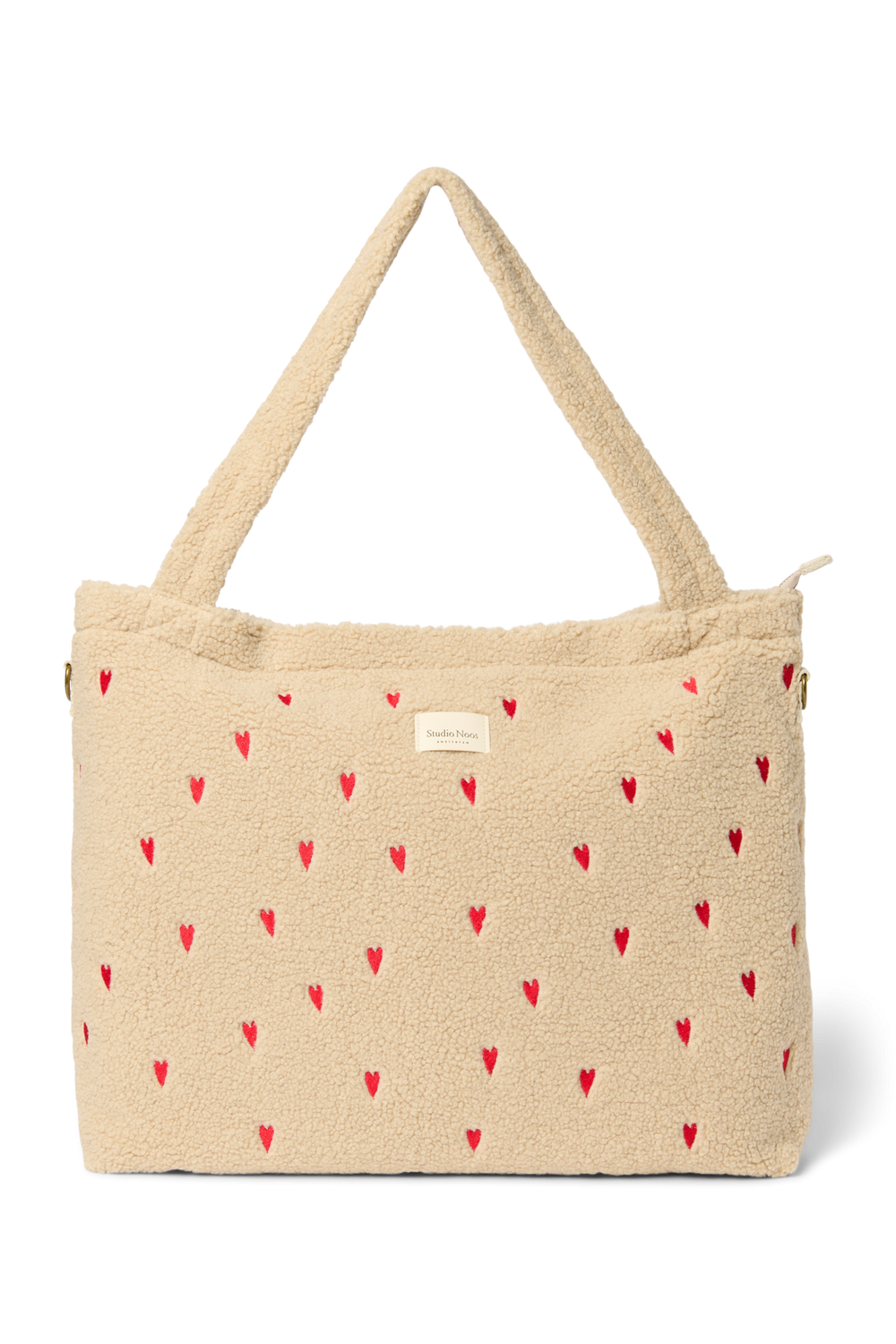 Teddy Hearts-Wickeltasche | Ecru