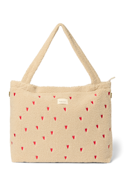Teddy Hearts-Wickeltasche | Ecru