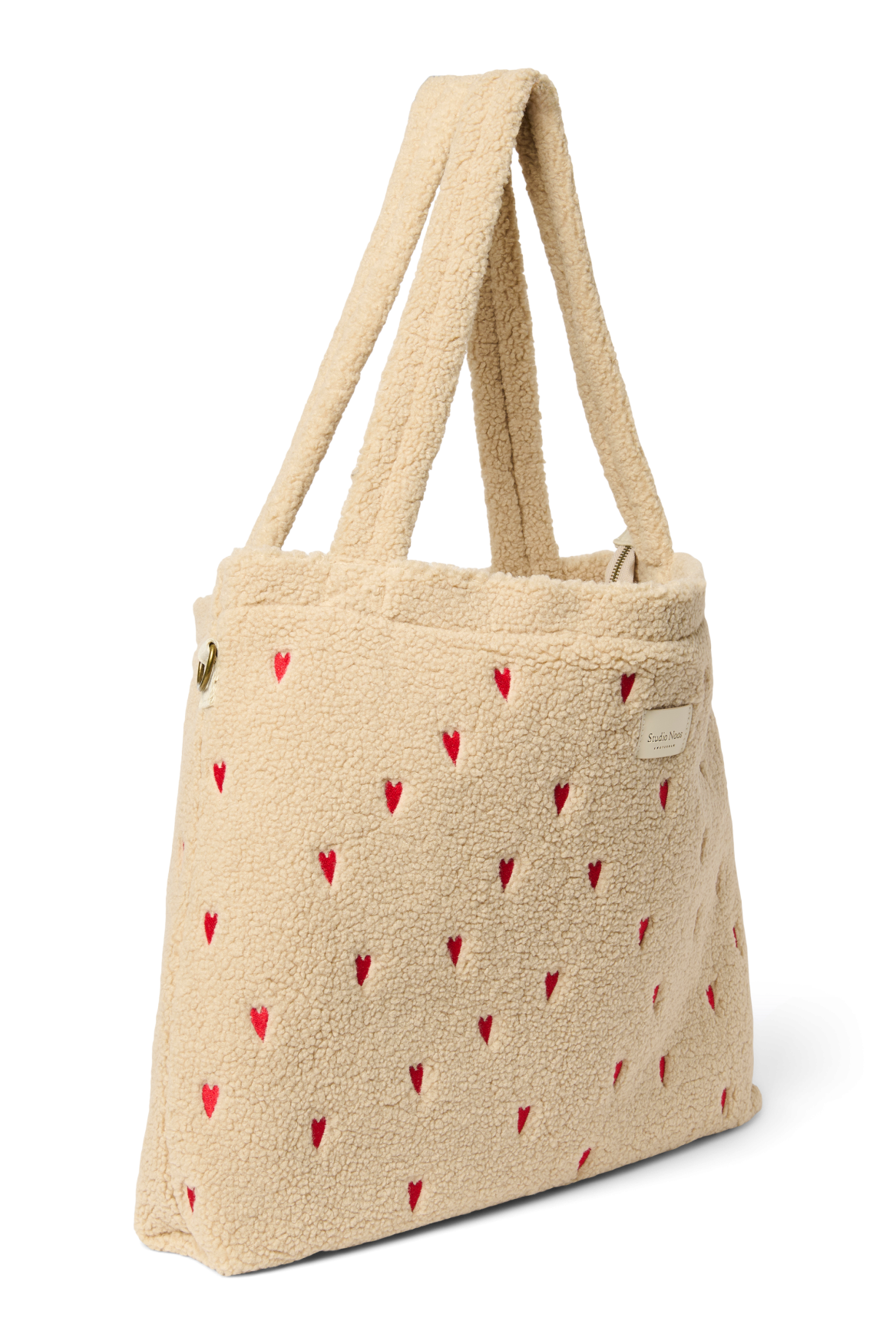 Teddy Hearts-Wickeltasche | Ecru