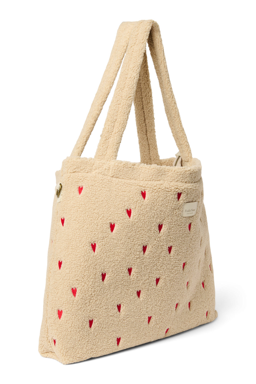 Teddy Hearts-Wickeltasche | Ecru