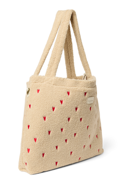 Teddy Hearts-Wickeltasche | Ecru