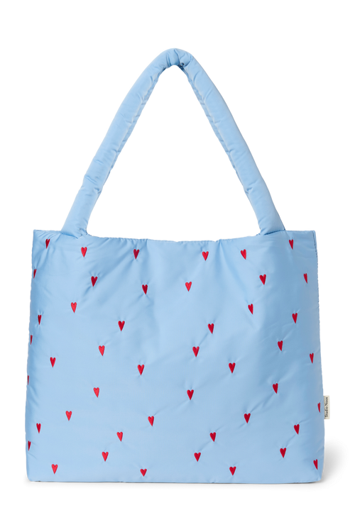 Bleu clair à cœurs Puffy Mom Bag