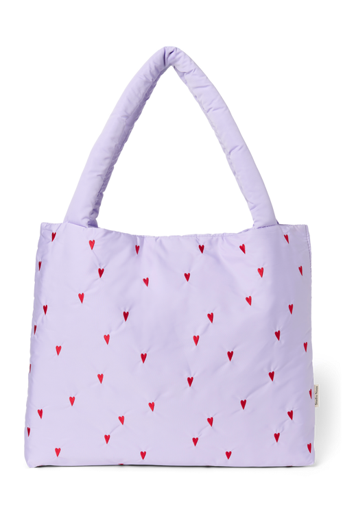 Violet à cœurs Puffy Mom Bag