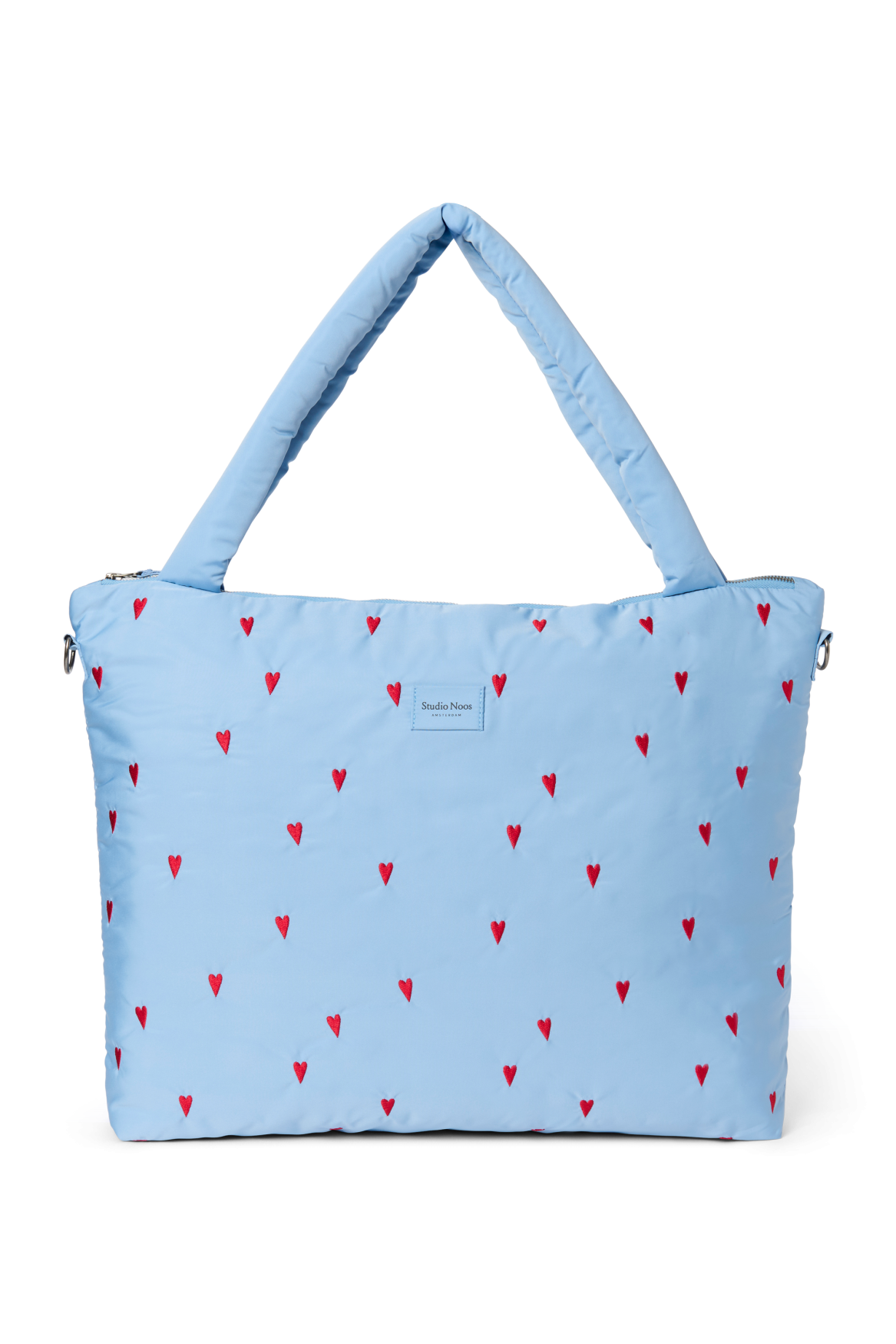 Puffy Diaper Bag | Light Blue Hearts
