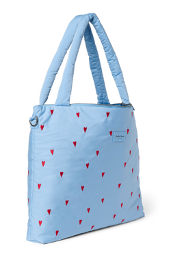 Puffy Diaper Bag | Light Blue Hearts