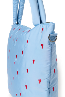 Puffy Diaper Bag | Light Blue Hearts