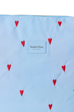 Puffy Diaper Bag | Light Blue Hearts