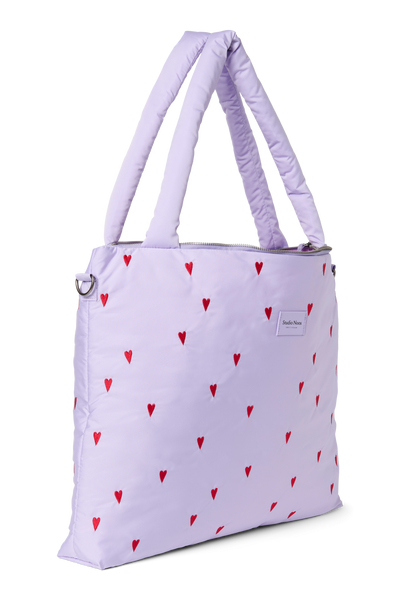 Puffy Diaper Bag | Purple Hearts