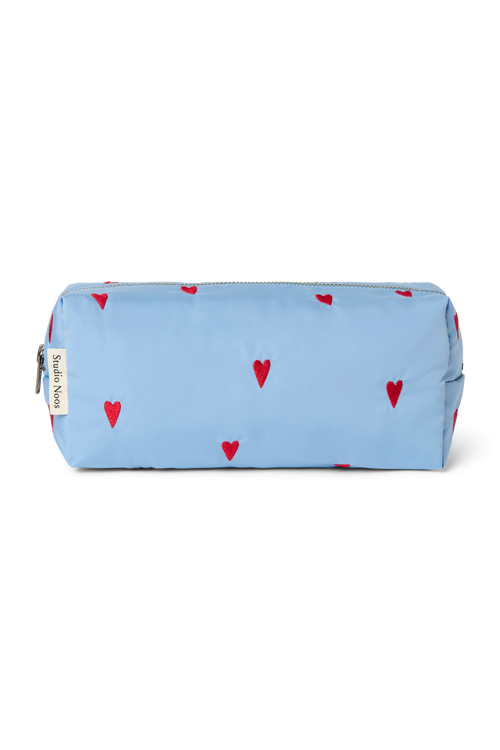 Puffy Pouch | Light Blue Hearts