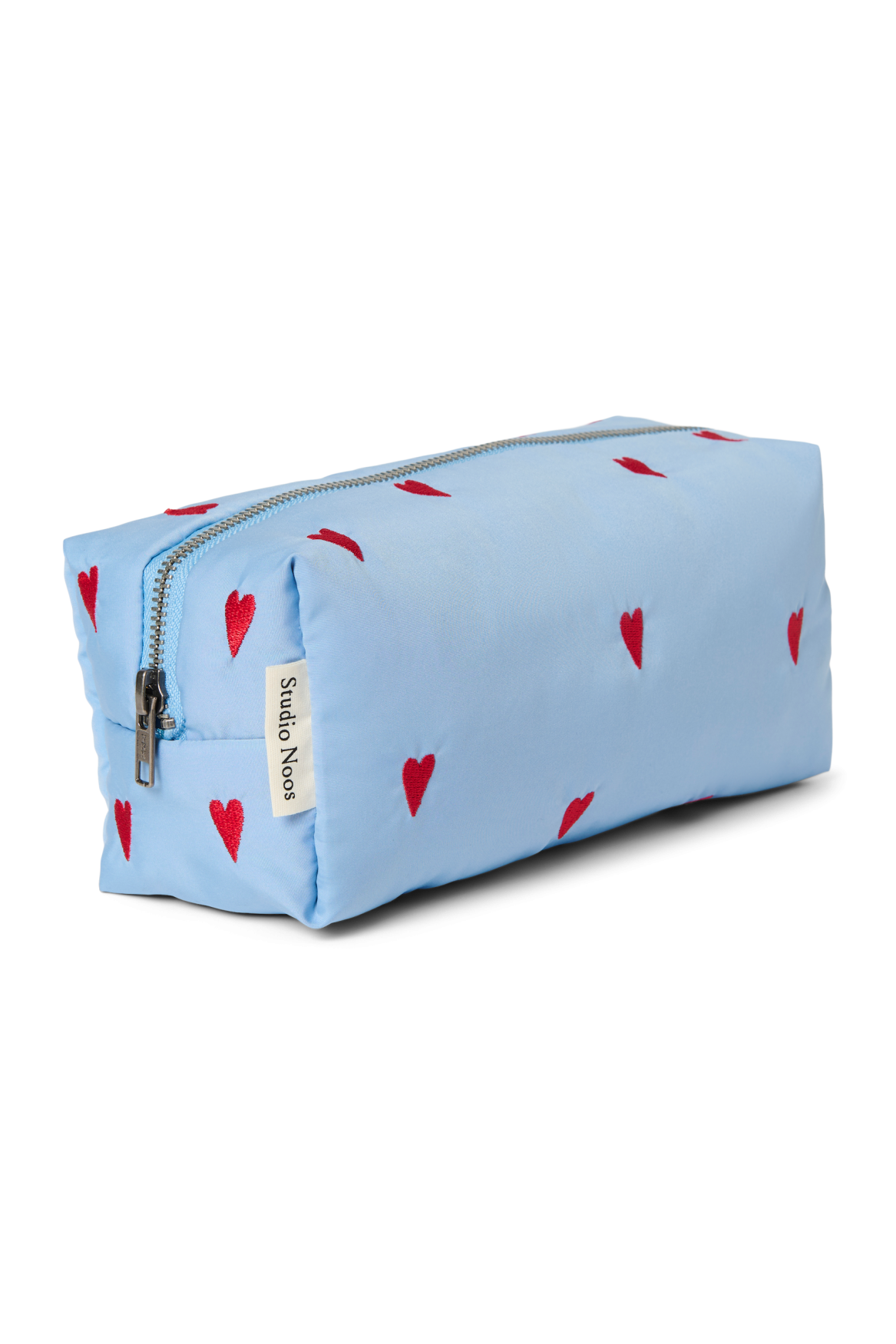 Puffy Pouch | Light Blue Hearts