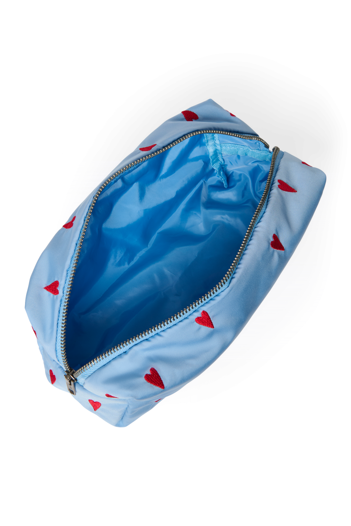 Puffy Pouch | Light Blue Hearts