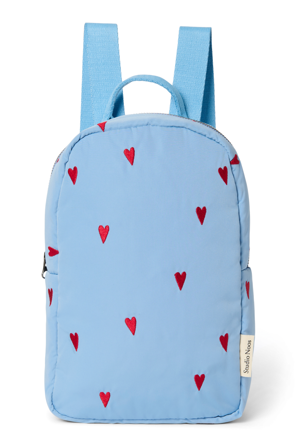 Puffy Mini Backpack | Light Blue Hearts