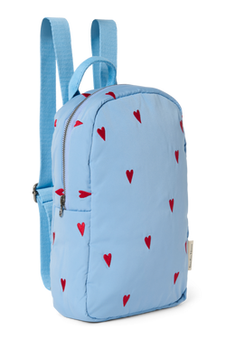 Puffy Mini Backpack | Light Blue Hearts