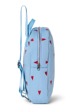 Puffy Mini Backpack | Light Blue Hearts