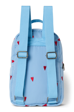 Puffy Mini Backpack | Light Blue Hearts