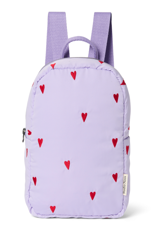 Puffy Mini Backpack | Purple Hearts