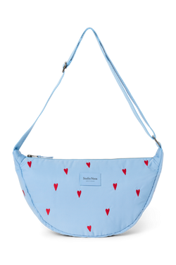 Puffy Adult Fanny Pack | Light Blue Hearts