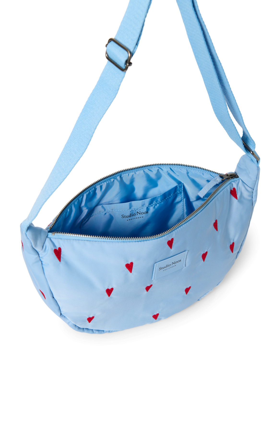 Puffy Adult Fanny Pack | Light Blue Hearts