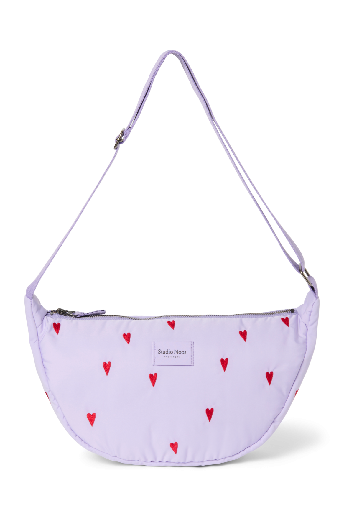 Sac banane adulte puffy violet à cœurs