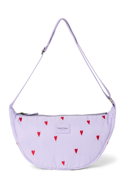 Sac banane adulte puffy violet à cœurs