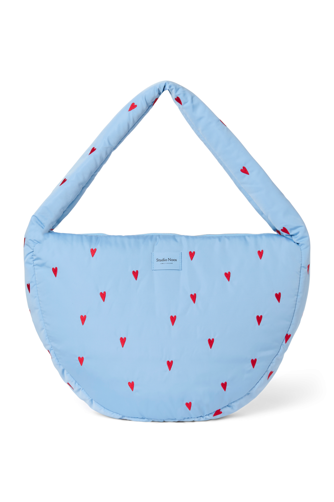 Puffy Cross Body Bag | Light Blue Hearts