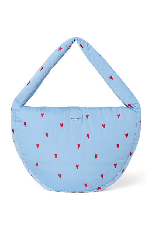 Puffy Cross Body Bag | Light Blue Hearts