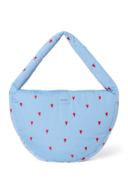 Puffy Cross Body Bag | Light Blue Hearts