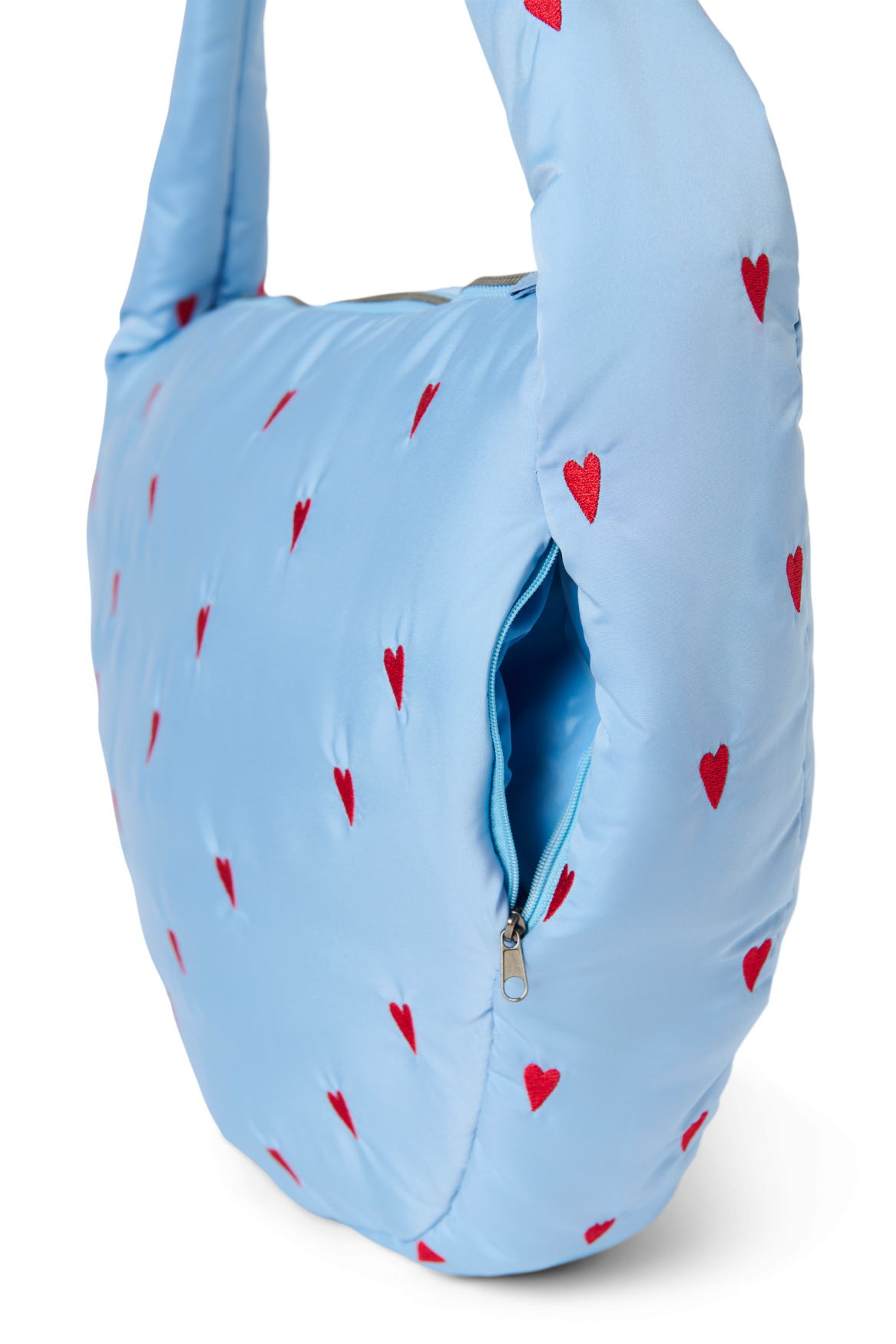 Puffy Cross Body Bag | Light Blue Hearts