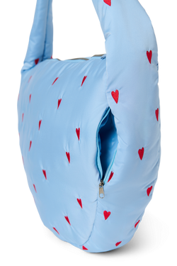 Puffy Cross Body Bag | Light Blue Hearts