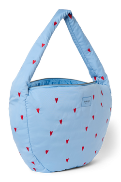 Puffy Cross Body Bag | Light Blue Hearts