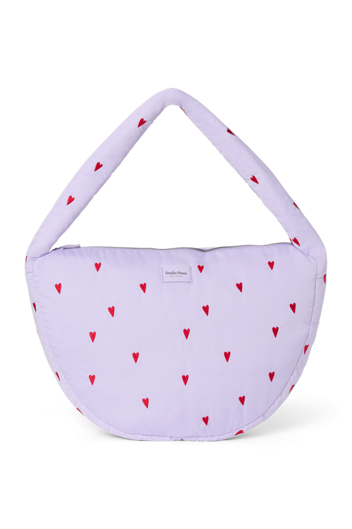Puffy Cross Body Bag | Purple Hearts