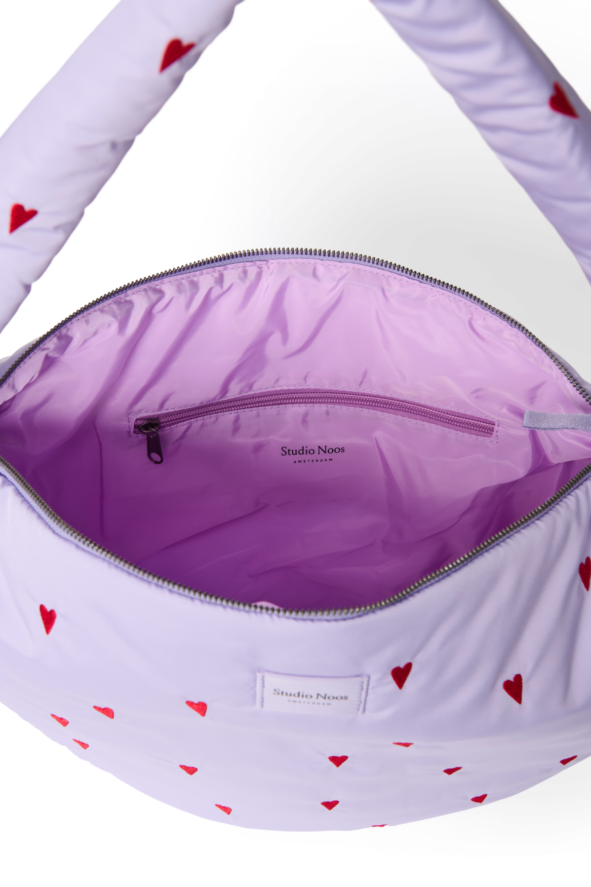 Puffy Cross Body Bag | Purple Hearts