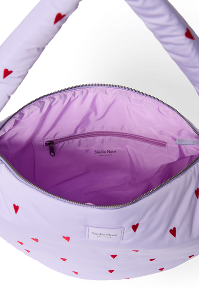 Puffy Cross Body Bag | Purple Hearts