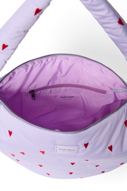Puffy Cross Body Bag | Purple Hearts
