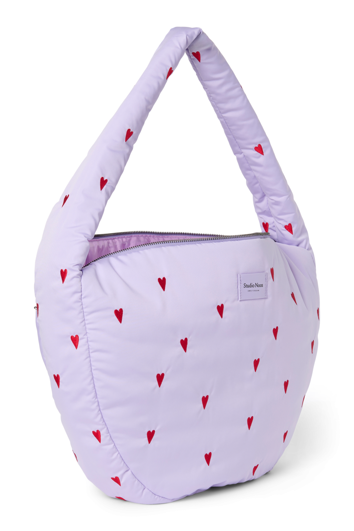 Puffy Cross Body Bag | Purple Hearts