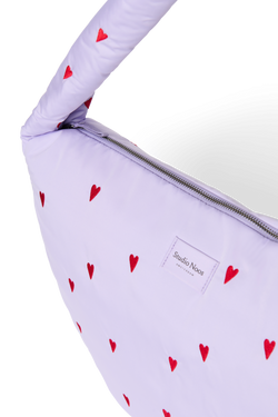 Puffy Cross Body Bag | Purple Hearts