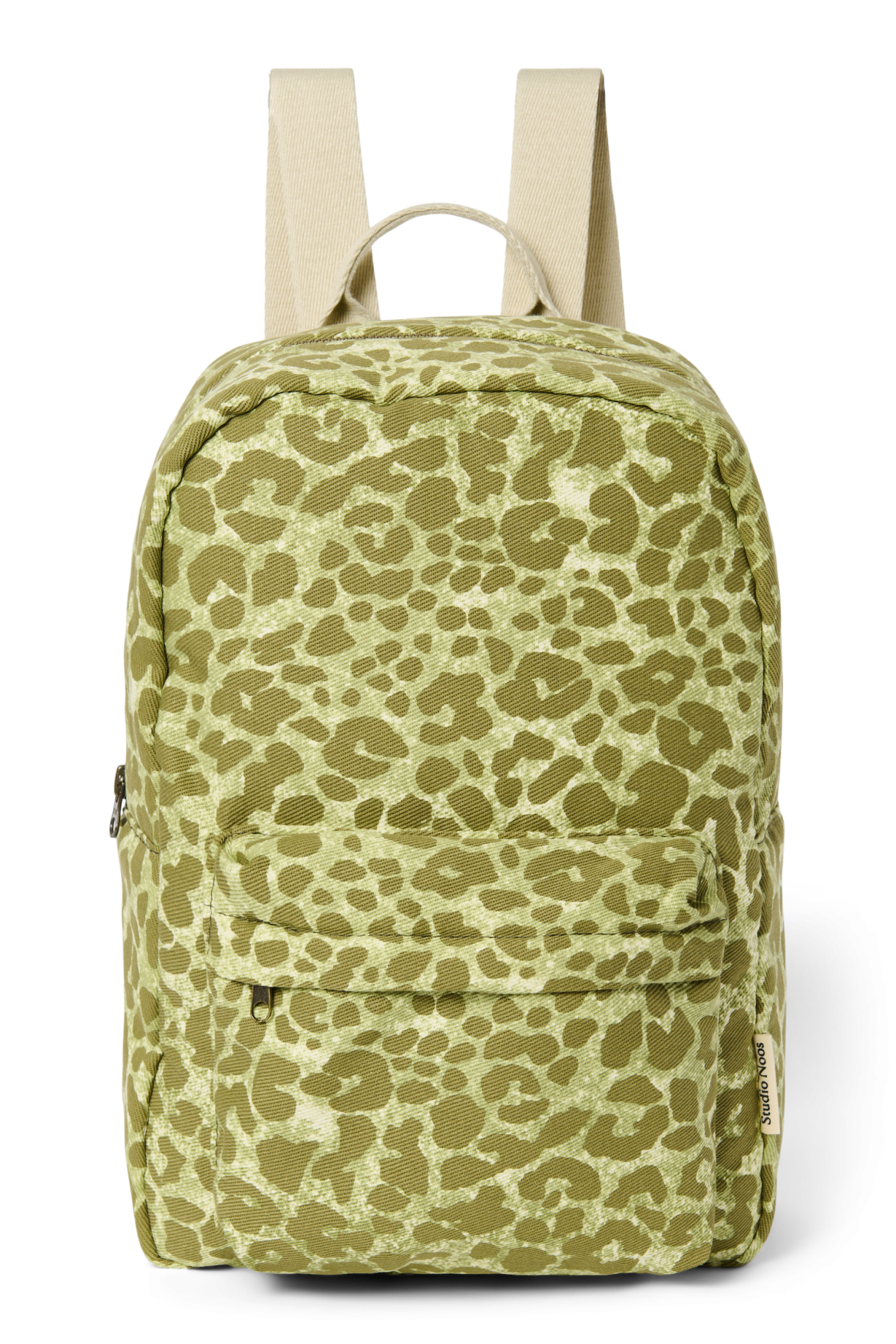 Cotton Midi Backpack | Green Leopard
