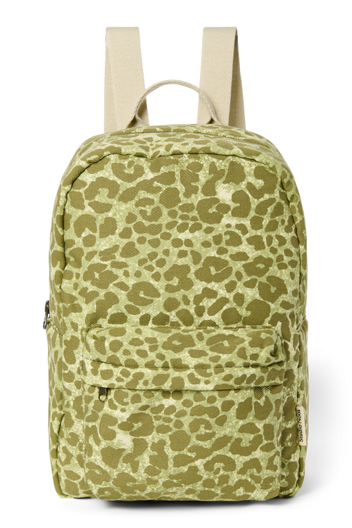 Cotton Midi Backpack | Green Leopard