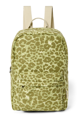 Cotton Midi Backpack | Green Leopard