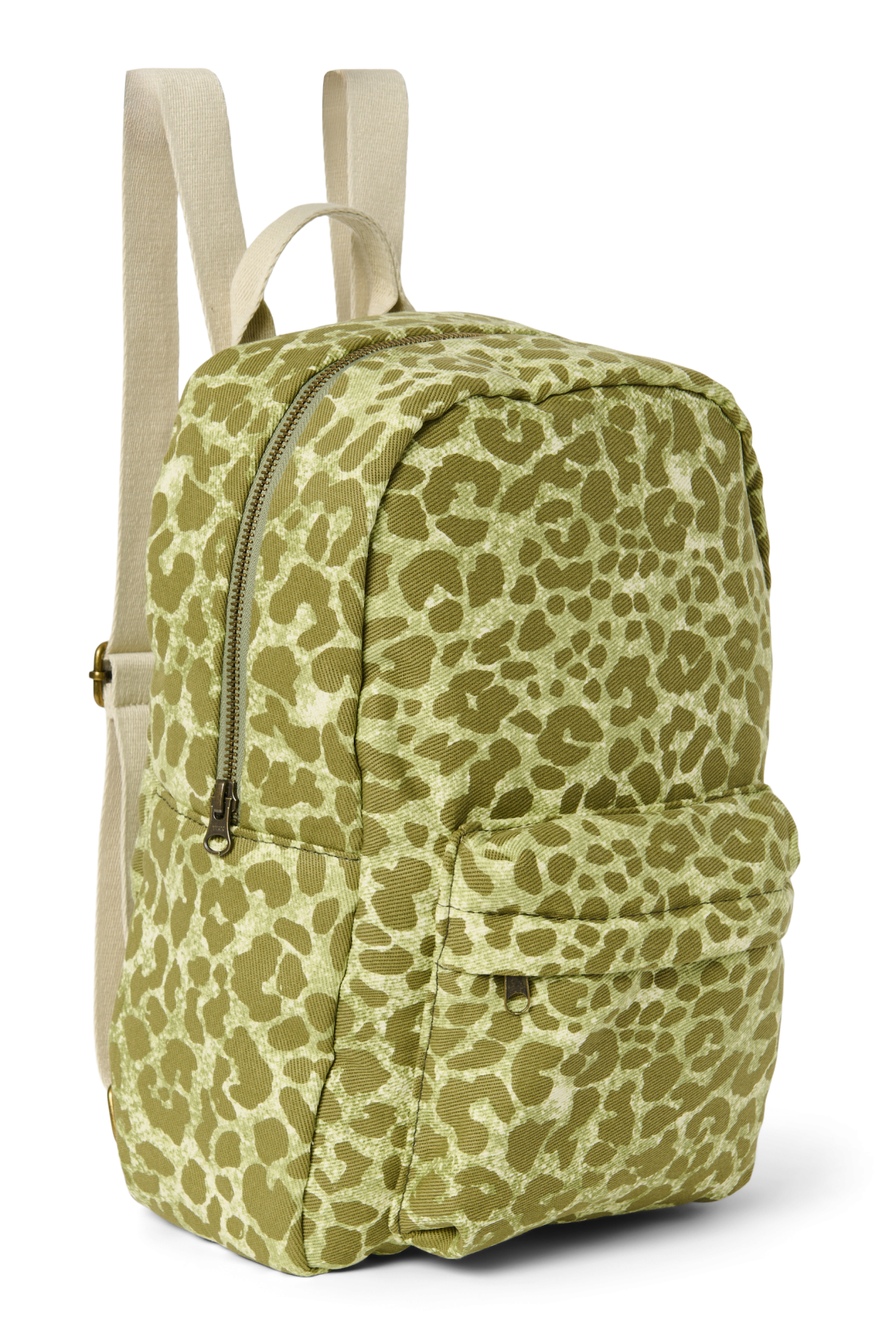 Cotton Midi Backpack | Green Leopard