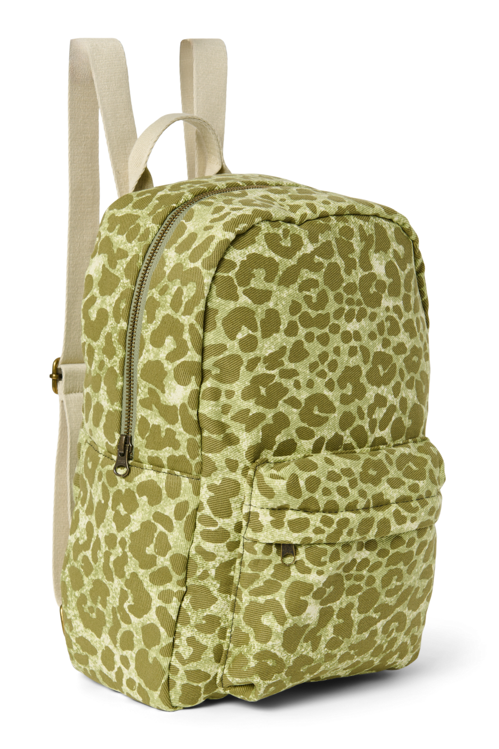 Cotton Midi Backpack | Green Leopard