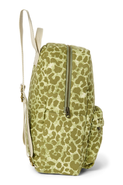 Cotton Midi Backpack | Green Leopard