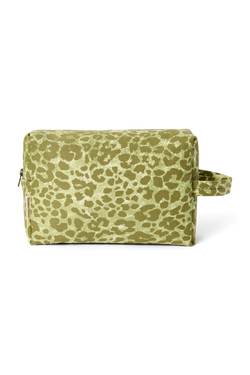 Cotton Toiletry Bag | Green Leopard