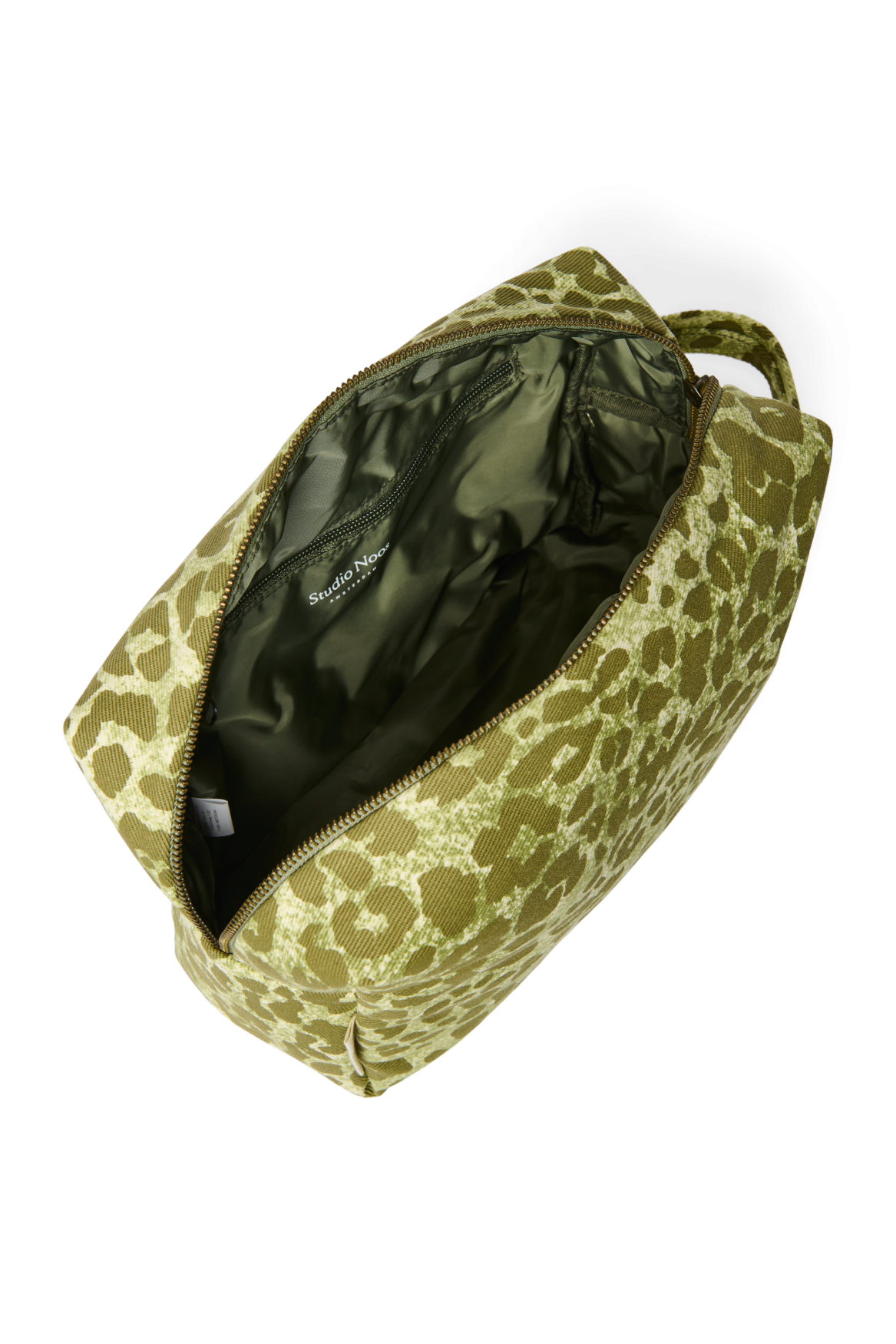 Cotton Toiletry Bag | Green Leopard