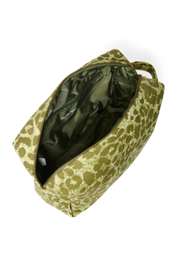 Cotton Toiletry Bag | Green Leopard
